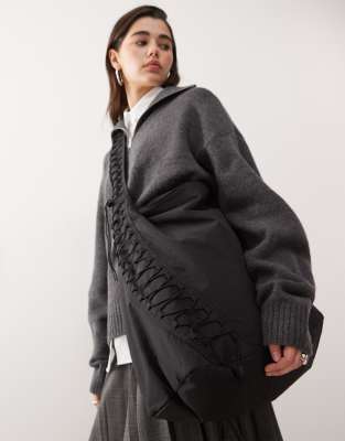 Weekday Dawa drawstring shoulder bag in black | ASOS