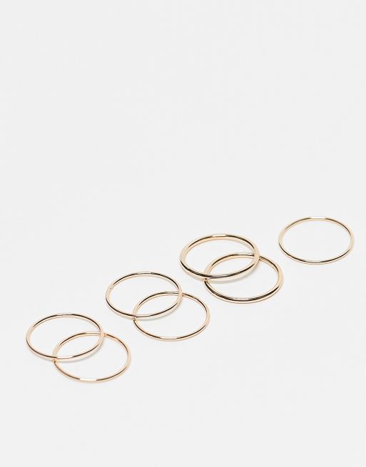 Weekday - Delicate - Confezione da 7 anelli color oro