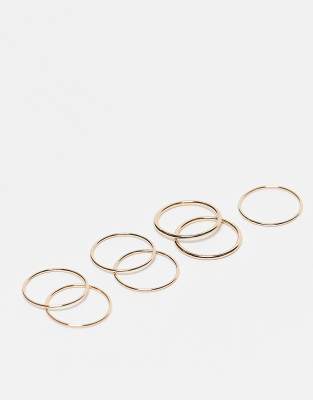 Weekday Weekday delicate ring 7-pack in gold