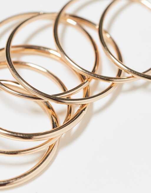Weekday delicate ring 7-pack in gold | ASOS