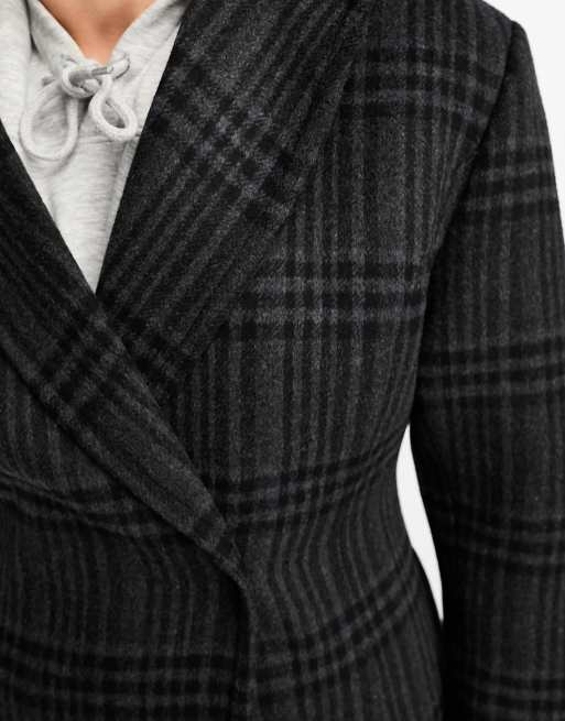 Weekday long shop wool check coat