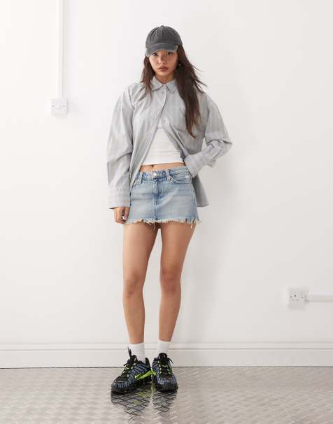 Weekday denim mini skirt in light blue wash - view 1