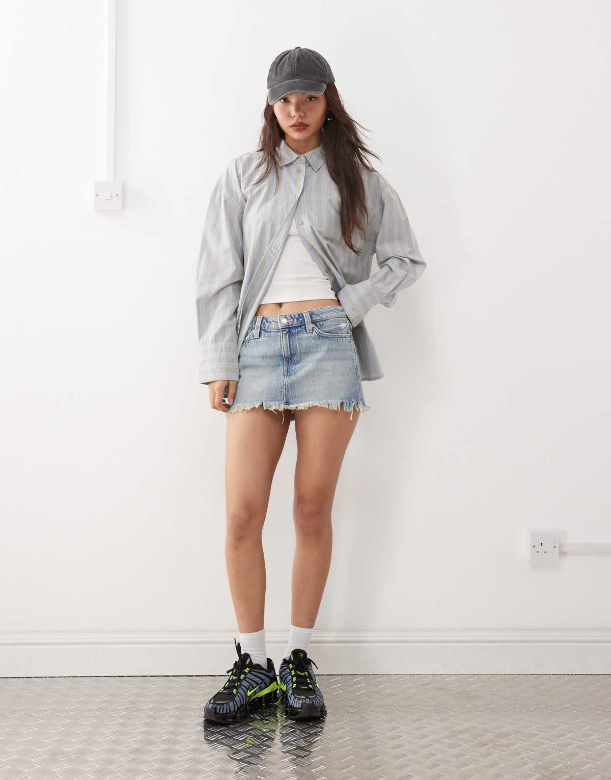 Weekday denim mini skirt in light blue wash