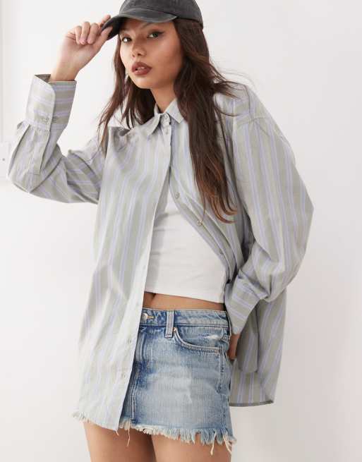 Weekday denim mini skirt in light blue wash