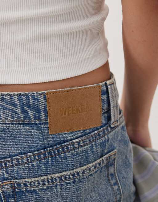 Weekday - Denim minirok in lichtblauwe wassing, 3 van 5