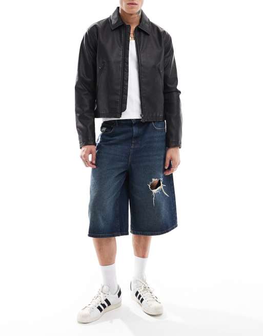 Weekday Denzel faux leather shrunken jacket in black, 2 of 4