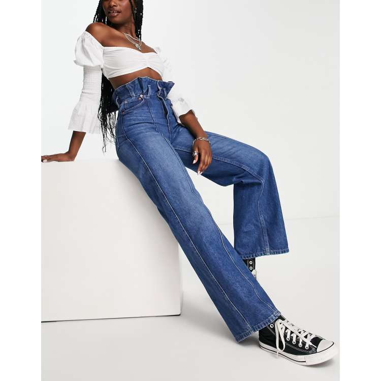 Paper bag jeans - Denim blue - Ladies