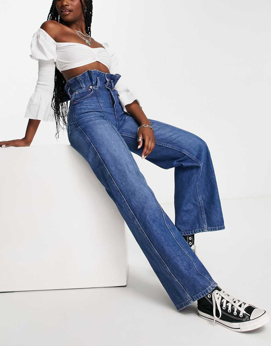 Weekday Destin paperbag jeans in blue