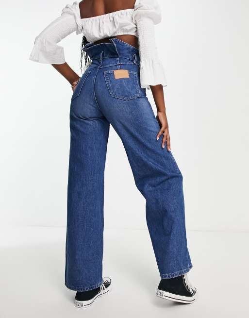 Weekday Destin paperbag jeans in blue