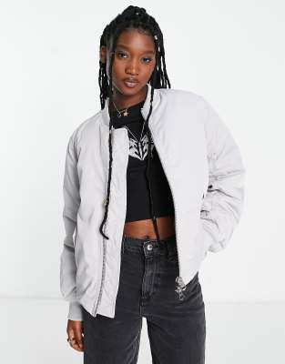 Weekday Destiny bomber jacket in light grey