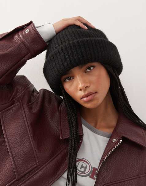 Weekday - Dikke beanie van wolmix in zwart - view 1