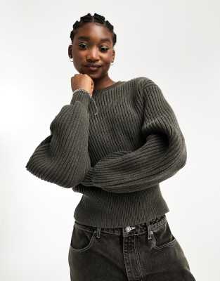 Weekday Dion chunky knitted sweater with exaggerated sleeves in