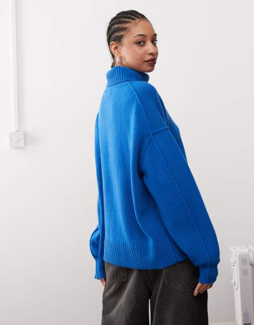 Weekday - Dita - Dolcevita blu mélange in lana, 3 di 4
