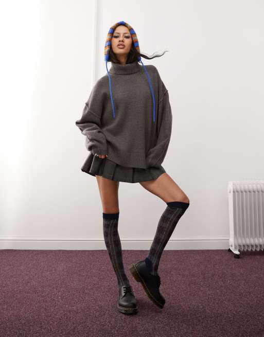 Weekday - Dita - Maglione dolcevita in lana color talpa mélange