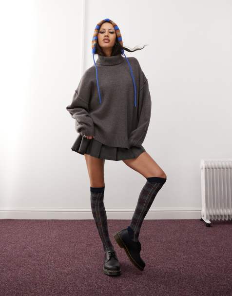 Weekday Dita wool turtle neck jumper in mole melange - view 1