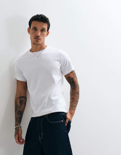 Weekday dopasowany T-shirt w kolorze białym, 5 z 5