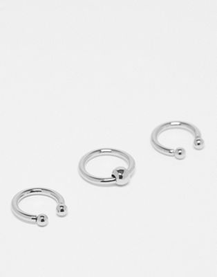 Weekday Dot ring 3-pack in silver
