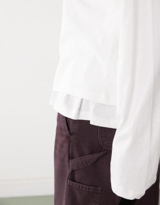 Weekday Double Layer Long Sleeve Top In White