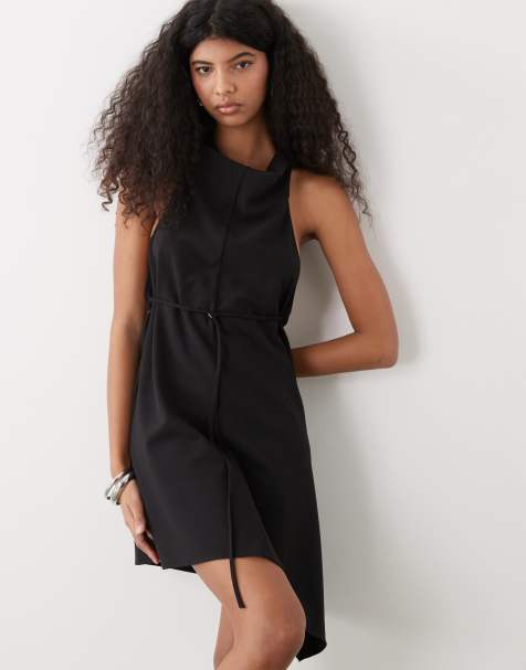 Weekday drape backless mini dress with metal clasp in black - view 1