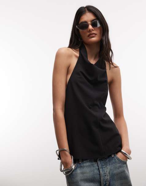 Weekday drape backless top with metal clasp in black - view 1