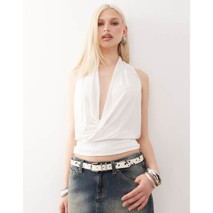 トップス OF ALL FORM 25ss 2WAY DRAPE TOPS White Drape Off Shoulder Top | Unison Label