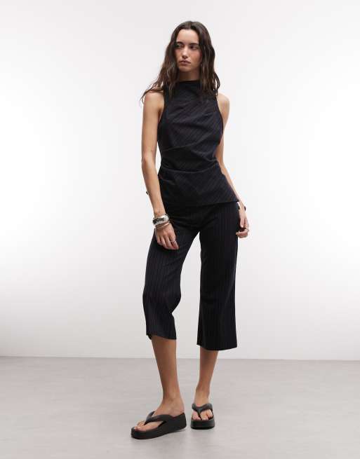 Weekday drape suiting top with fitted hem in navy stripe (part of a set), 2 of 4
