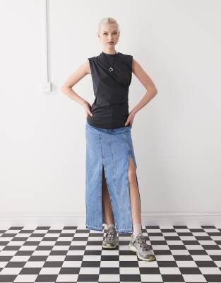 Weekday Draped Top In Gray