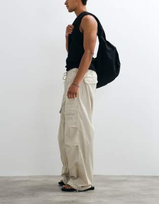 Weekday Drawstring Workwear Pants In White
