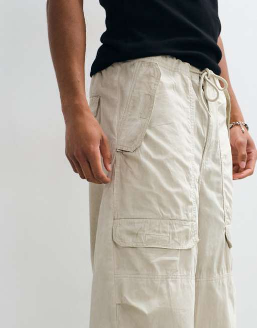 Weekday drawstring workwear trousers in mole dusty light, 4 of 5