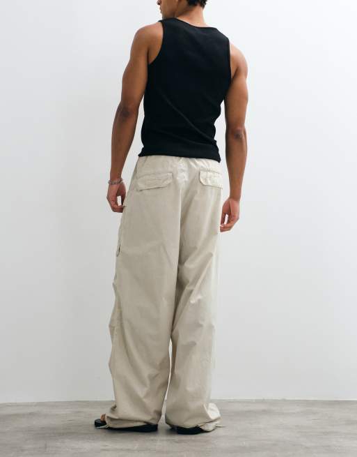 Weekday drawstring workwear trousers in mole dusty light, 5 of 5