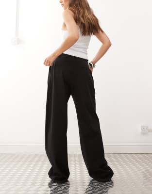 Weekday Drew Mid Waist Slouchy Pants With Front Pleats In Black