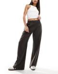 [Weekday] Weekday Drew mid waist slouchy pants with front pleats in grey 44 Dark grey