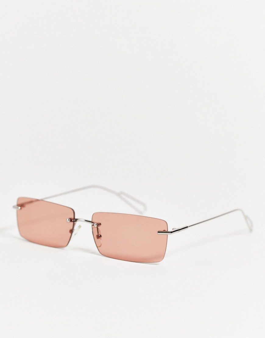Weekday Drive rectangle Y2K sunglasses with orange lens