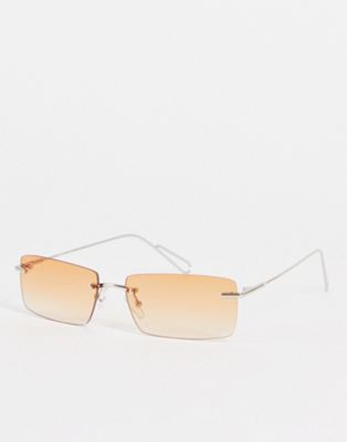 Weekday Drive sunglasses with square lens in faded orange