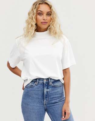 high neck white t shirt