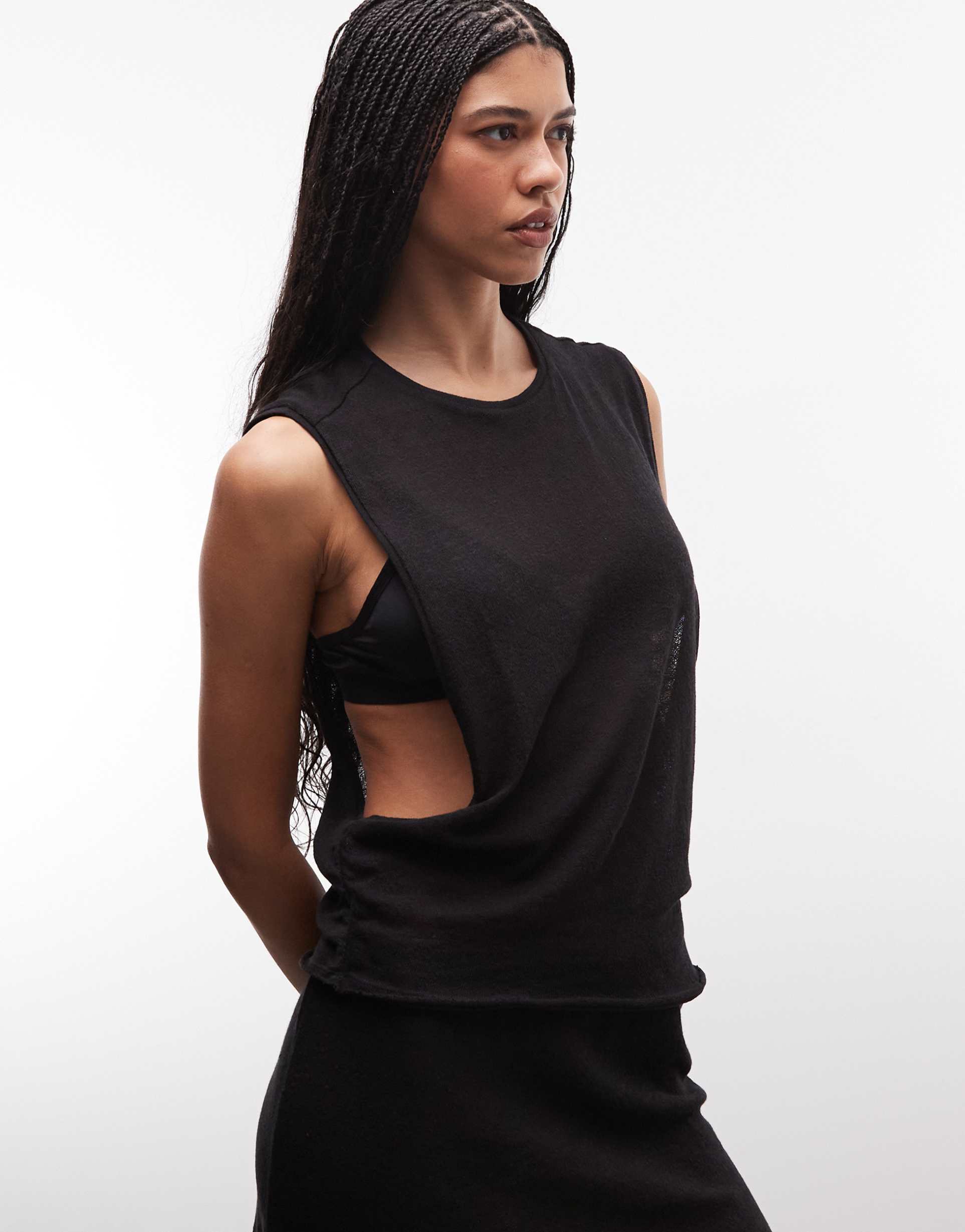 weekday dropped armhole tank in black - part of a set