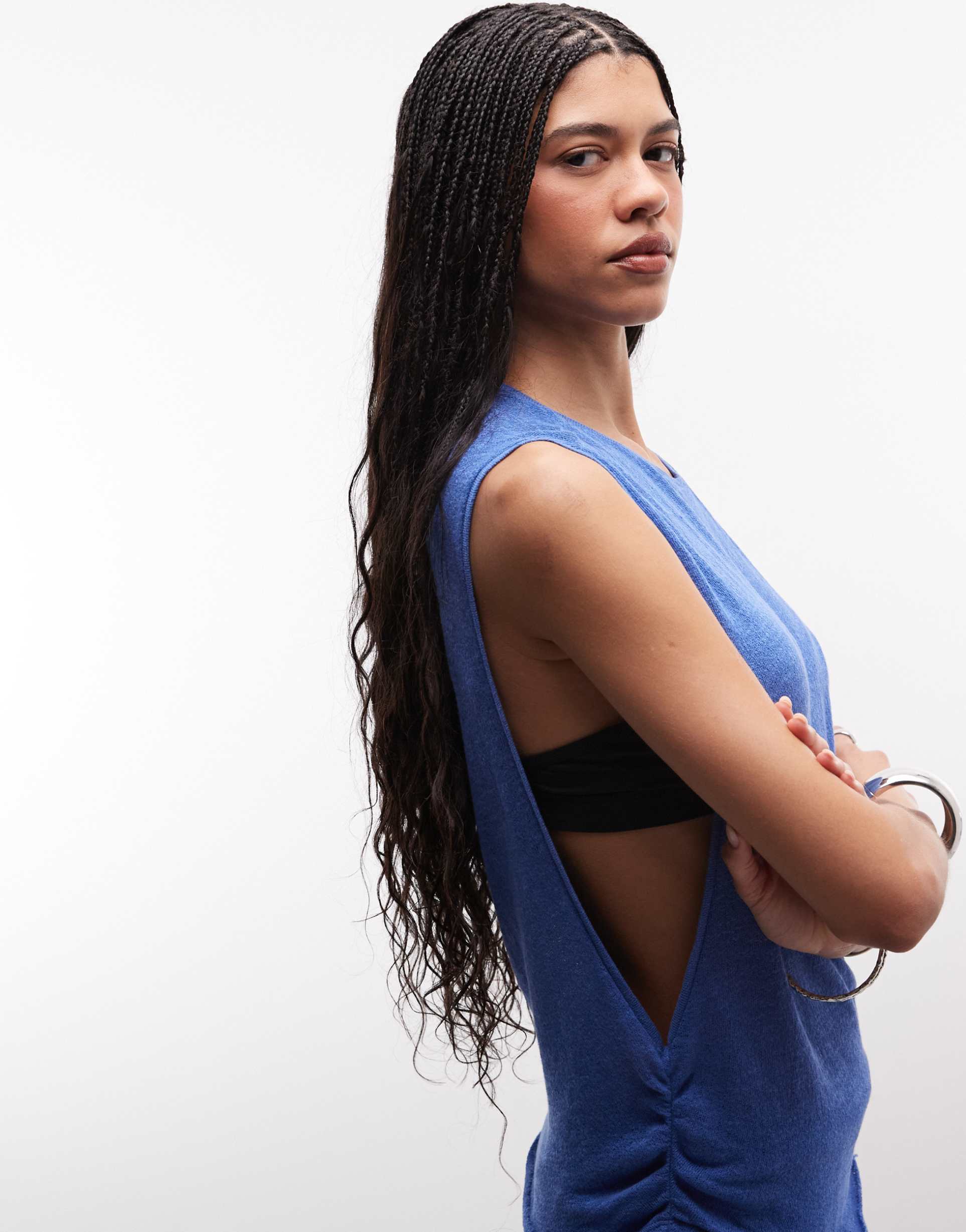 weekday dropped armhole tank in blue - part of a set