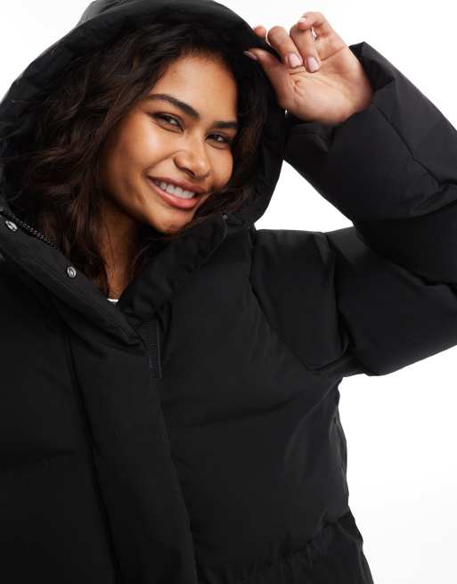 Weekday Dust cinched puffer coat with detachable hood in
