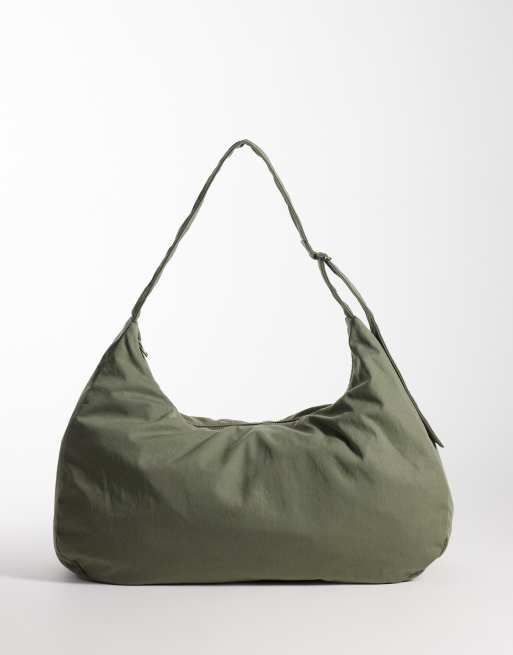 Weekday – Duża nylonowa torba typu tote w kolorze khaki