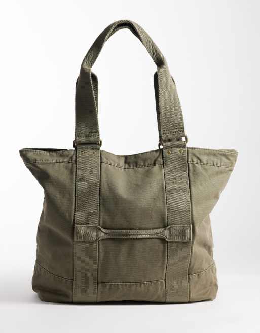 Weekday duża płócienna torba typu tote w spranym khaki, 4 z 4