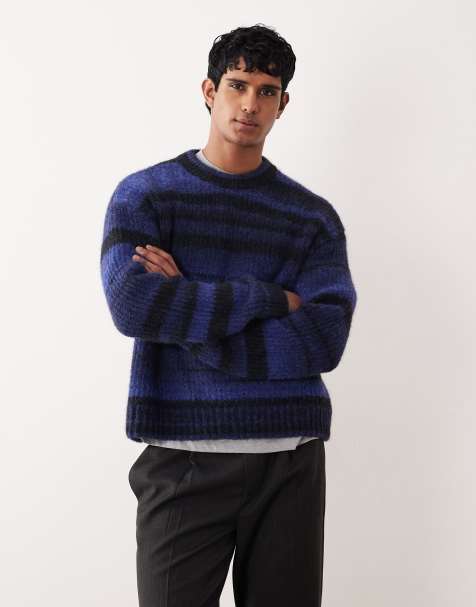 Weekday spacedye knitted jumper in blue stripe