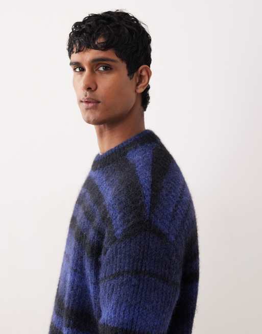 Weekday – Dzianinowy sweter w niebieskie paski z efektem space dye, 3 z 5