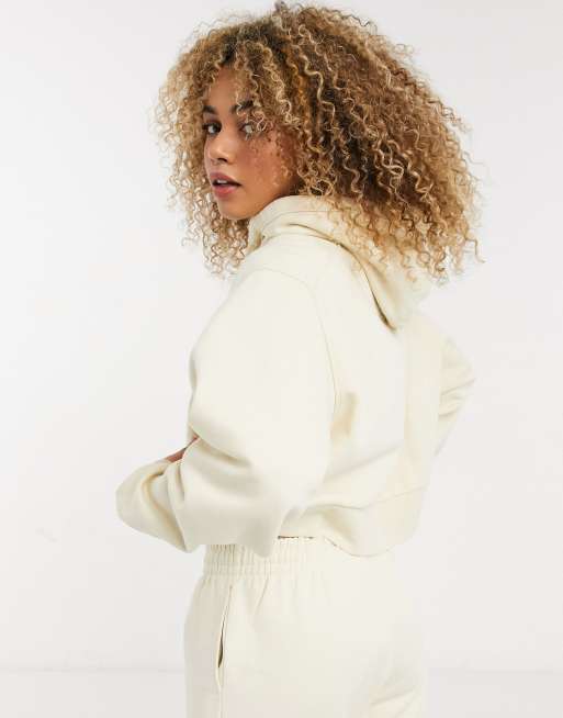 Weekday Easy cotton cropped hoodie in ecru - part of a set - CREAM, 2 of 4