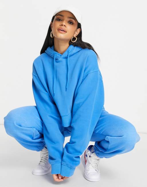 Cropped hot sale hoodie blue