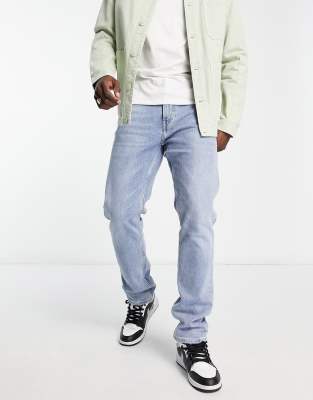 Weekday Space Straight Jeans In Pen Blue-blues In Blues