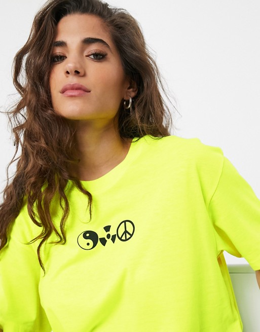 Weekday Easy symbol oversized t-shirt in acid yellow