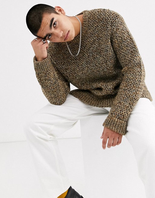Weekday Eddie knitted jumper in beige