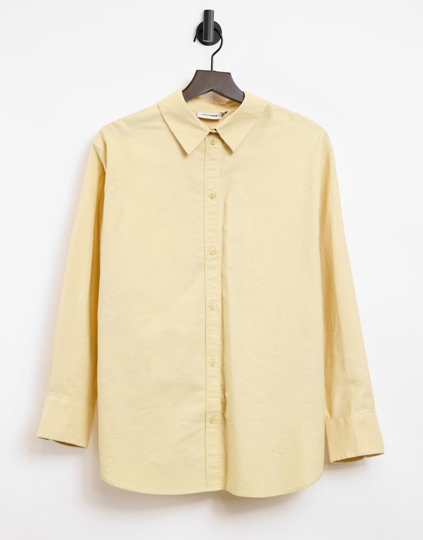 Weekday Edyn organic cotton oversized shirt in beige-Neutral