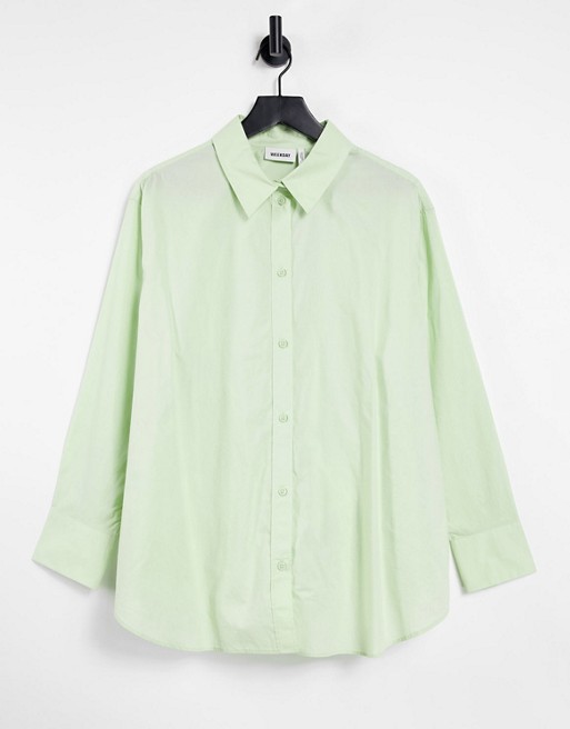 Weekday Edyn organic cotton poplin shirt in green