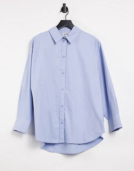 Women Shirts & Blouses/Weekday Edyn oversized shirt in blue 